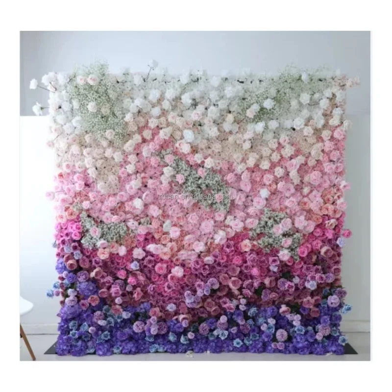 Parete di fiori artificiali roll up flower wall per fondale di nozze