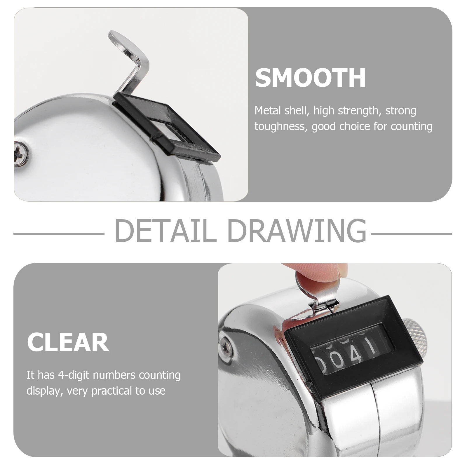 

1pc 4- Mechanical Tally Metal Manual Counting Recorder Device Mechanical Structure Flat Bottom Desktop Stable Simple Use