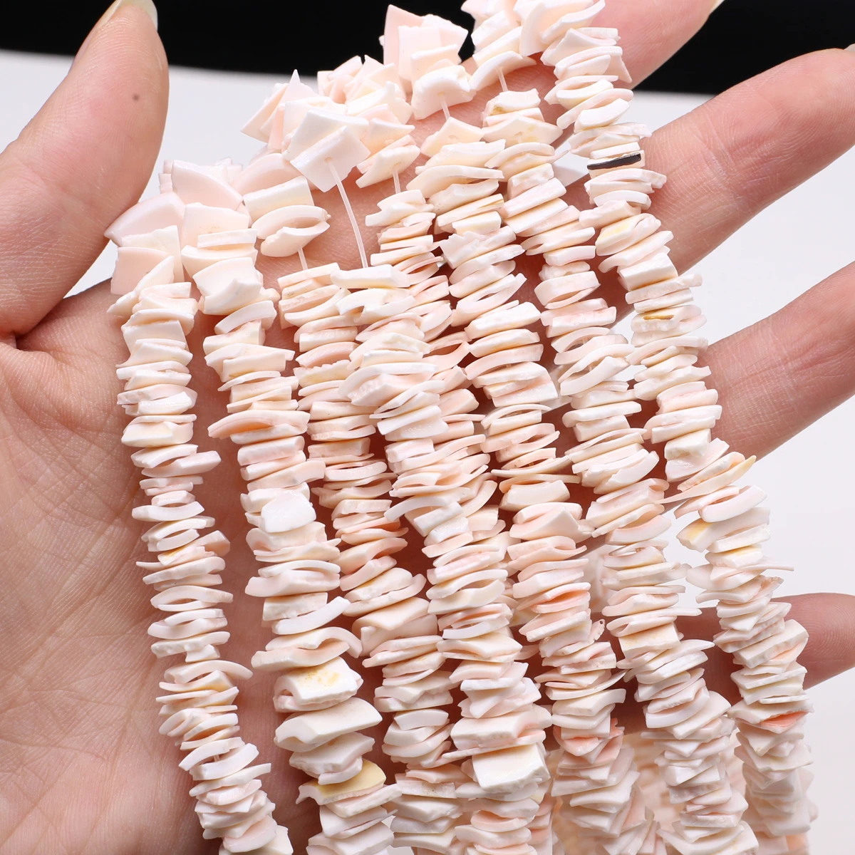 7-10mm White Natural Freshwater Shell Semi-Finished Flat Beads for Jewelry Making Supplies DIY Necklace Bracelet Accessories