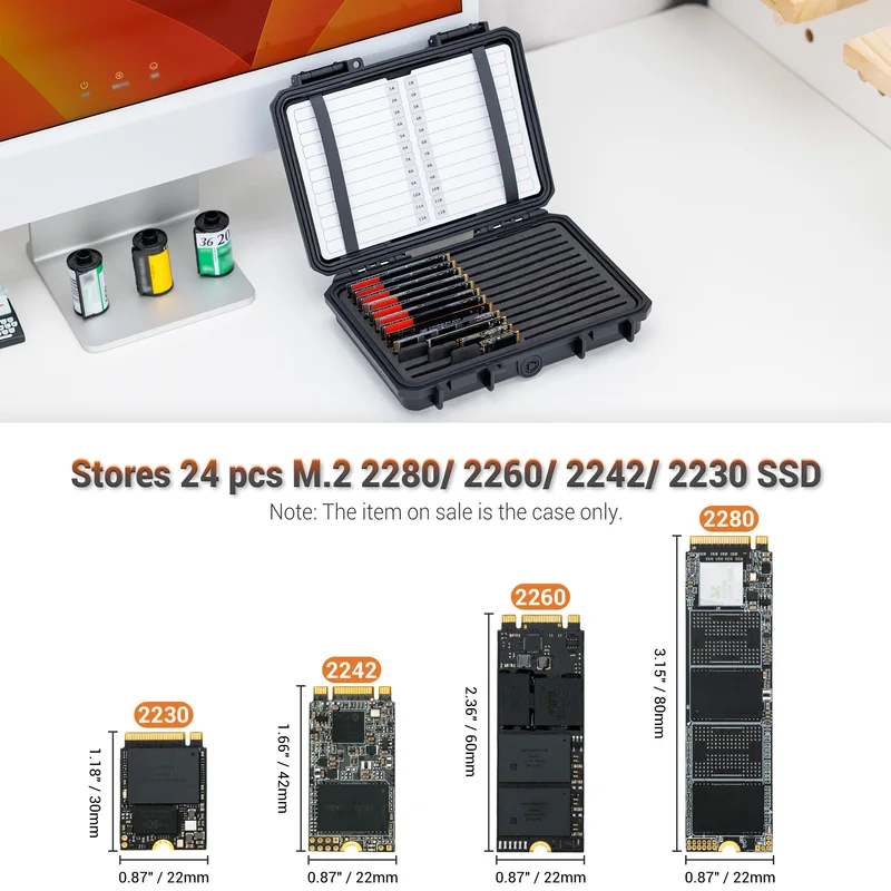 Estojo para 24 SSDs M.2 2280/2260/2242/2230 à prova d'água — foto 2