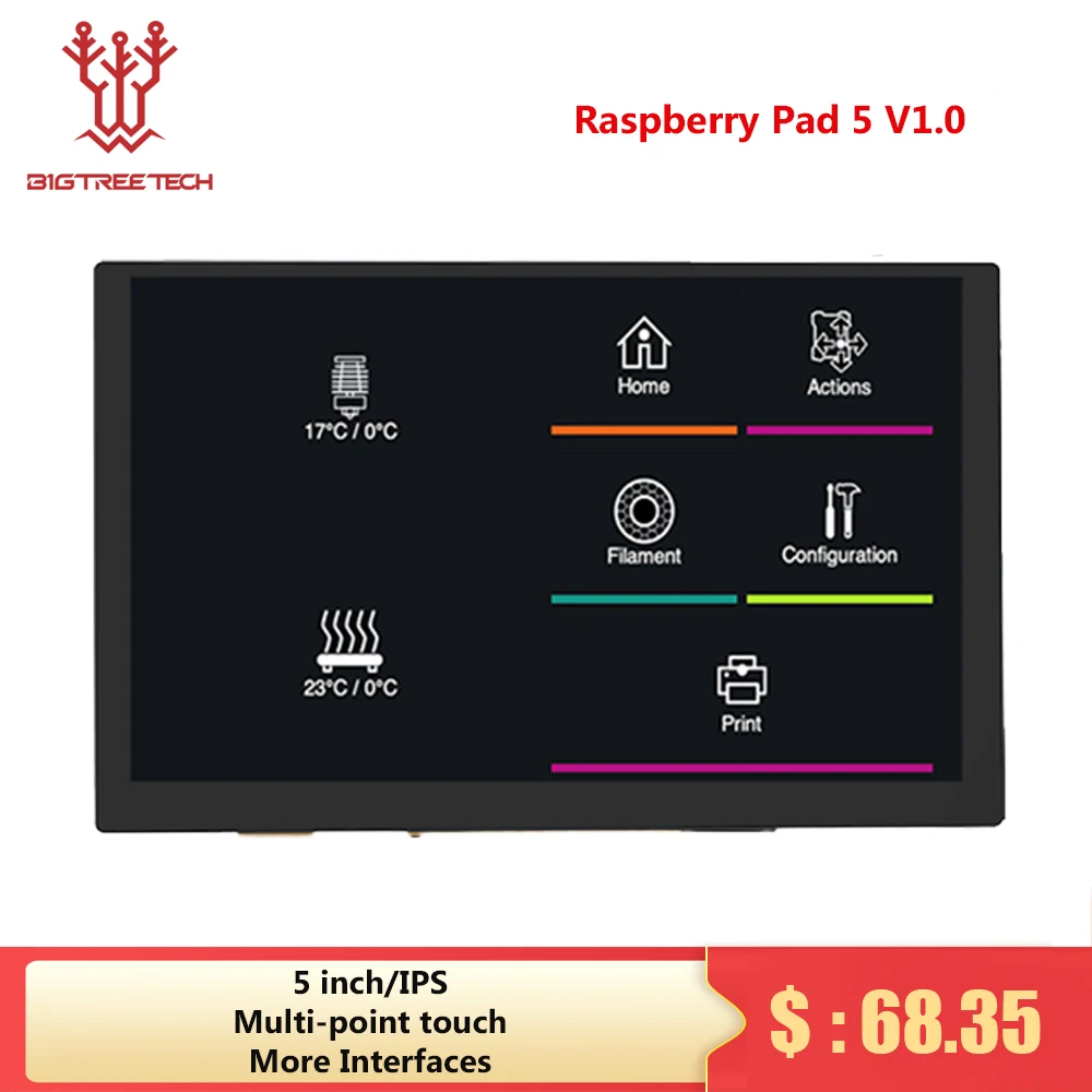 

BIGTREETECH Raspberry Pad 5 Touch Screen LCD Display SKR PICO MINI E3 V3.0 Raspberry Pi CM4 3D Printer Parts For Voron V0