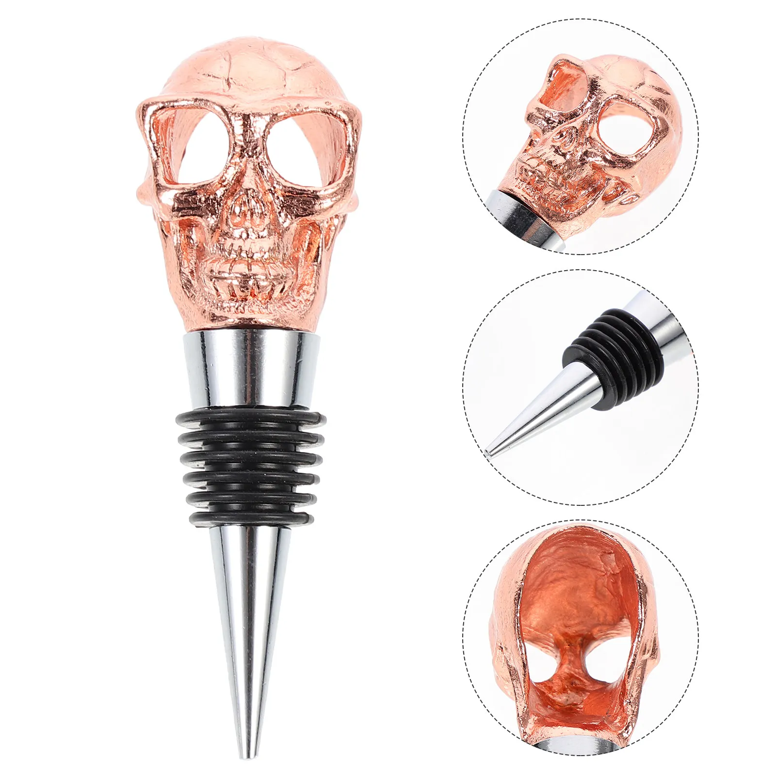 1Pcs Skull Shape Bottle Stopper High Quality Zinc Alloy Wine Stopper for Red Wine Storage Party Atmosphere Eye Catching Gift
