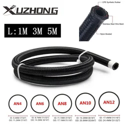 1M 3M 5M Fuel Hose Oil Gas Line AN4 AN6 AN8 AN10 AN12 Cooler Hose Line Pipe Tube Nylon Stainless Steel Braided CPE Rubber Black