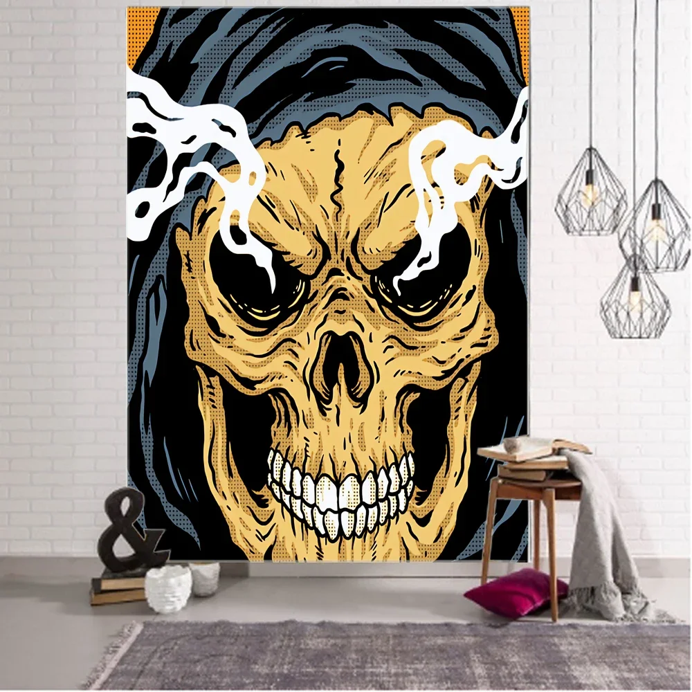 Skull Psychedelic Wall Decoration Tapestry Curtain Wrestling Bohemian Hippie Wall Decoration Tapestry Curtain Wall