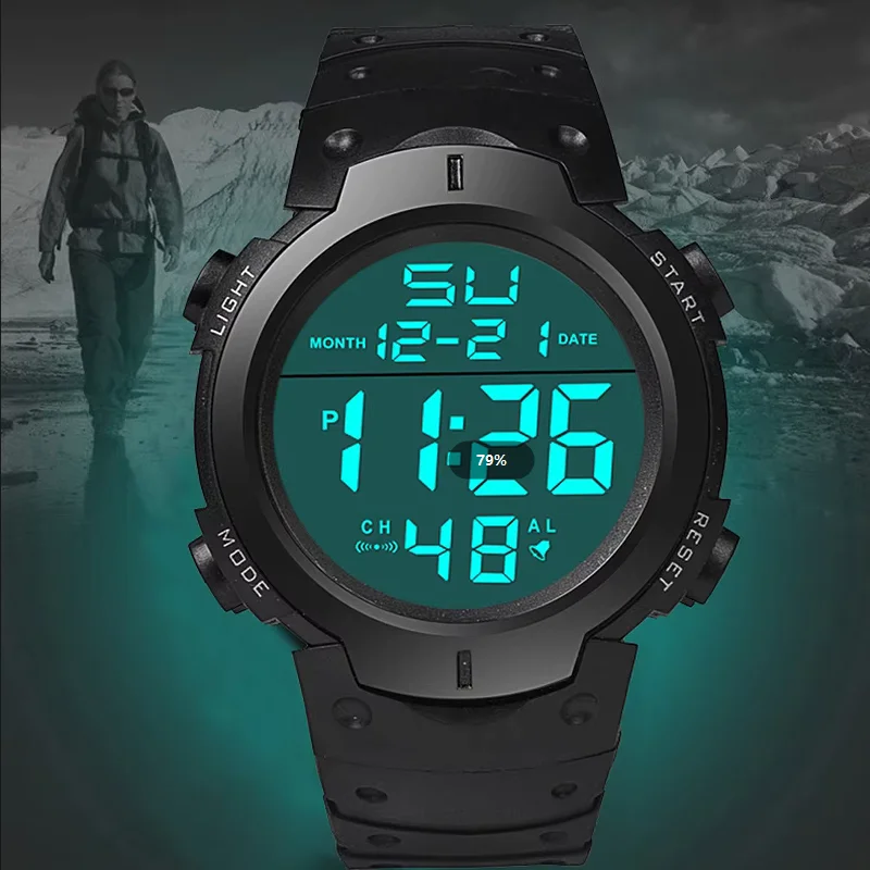 Men's electronic watch sports men's waterproof luminous multifunctional outdoor fitness large screen electronic watch