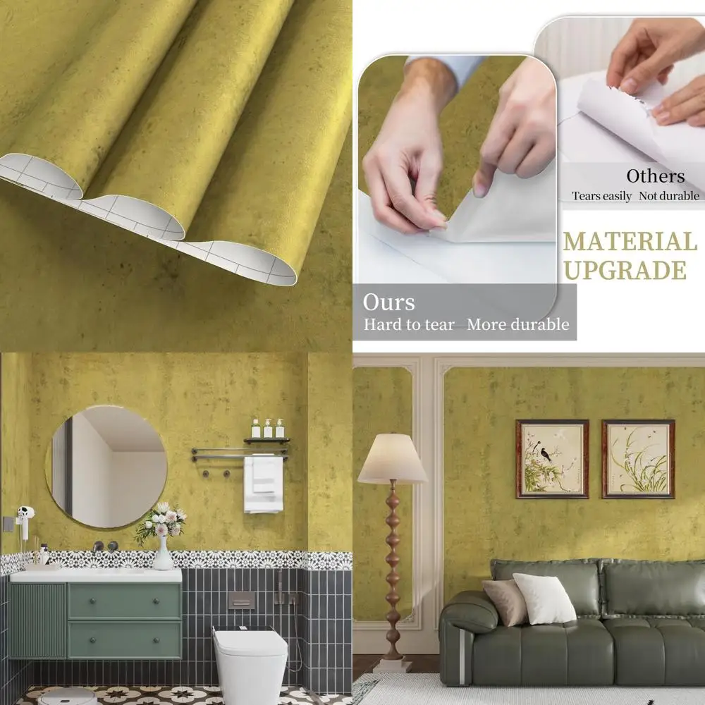 ورق اتصال من رقائق الذهب، خرسانة ذهبية صناعية عتيقة، ورق جدران قابل للتقشير واللصق، فينيل عتيق غير لامع ثلاثي الأبعاد، مقاوم للماء، Lo