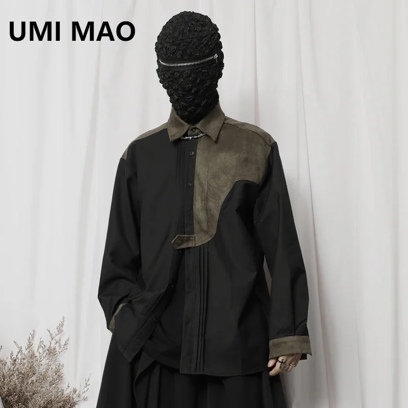 

UMI MAO Black Long Sleeve Shirt Male 2023 New Spring Yamamoto Dark Niche Design Feels Loose Ingredient Stitching Top