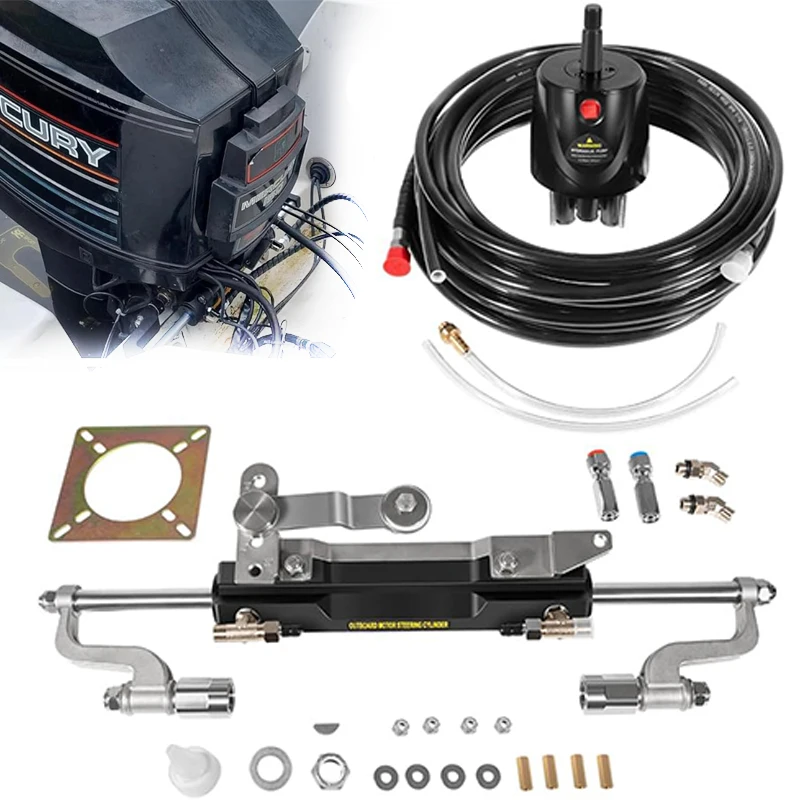 

Outboard 350HP Hydraulic Steering Kit, for Yamaha/Suzuki/Honda/Mercury/Nissan/Tohatsu, Including Hydraulic Steering Cylinder