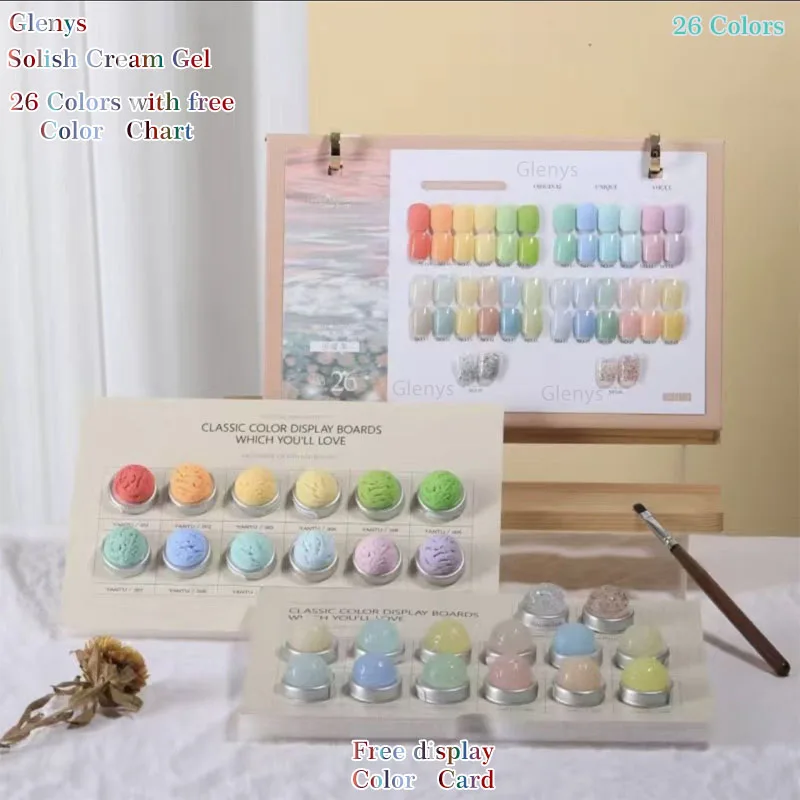 Glenys26 color KAIDO solid cream gel color matching card professional painting immersion gel nail salon art varnish set