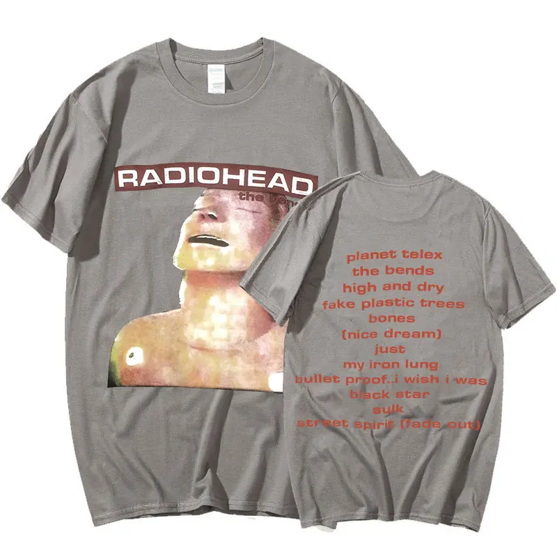 Vintage Rock Band Radiohead T Shirt Men 100% Cotton T-shirts Hip Hop The Bends Music Album Print Tee Shirt Oversize Harajuku Top