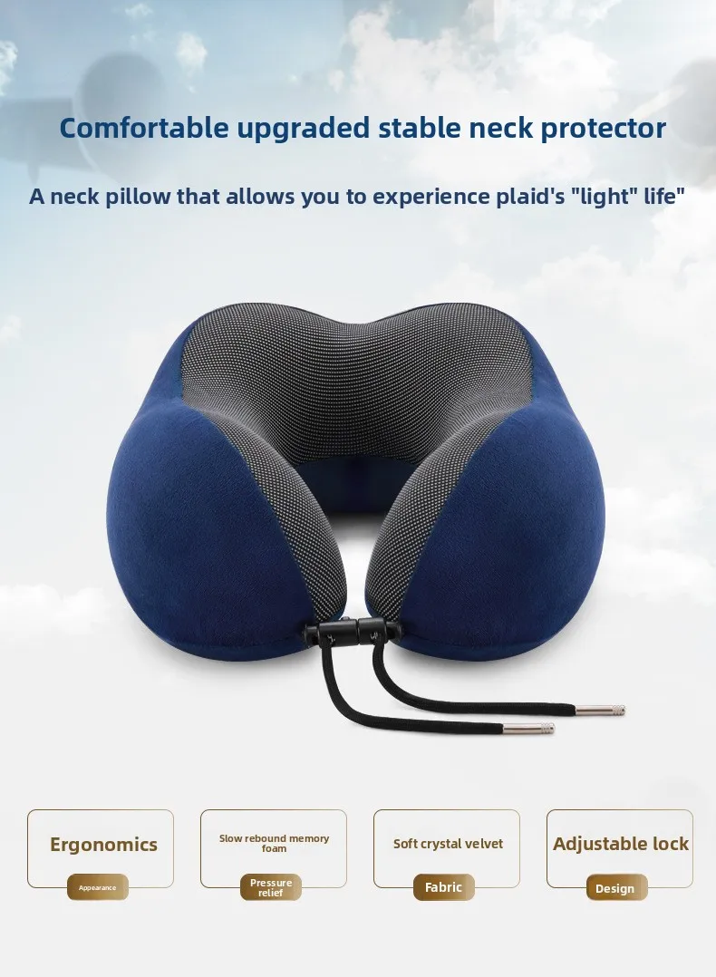 U-förmiges Reise-Nackenkissen aus Memory-Schaum, Nackenstütze, Massage, Flugzeug-Schlafkissen, ergonomische Kopfstütze – Detail 1