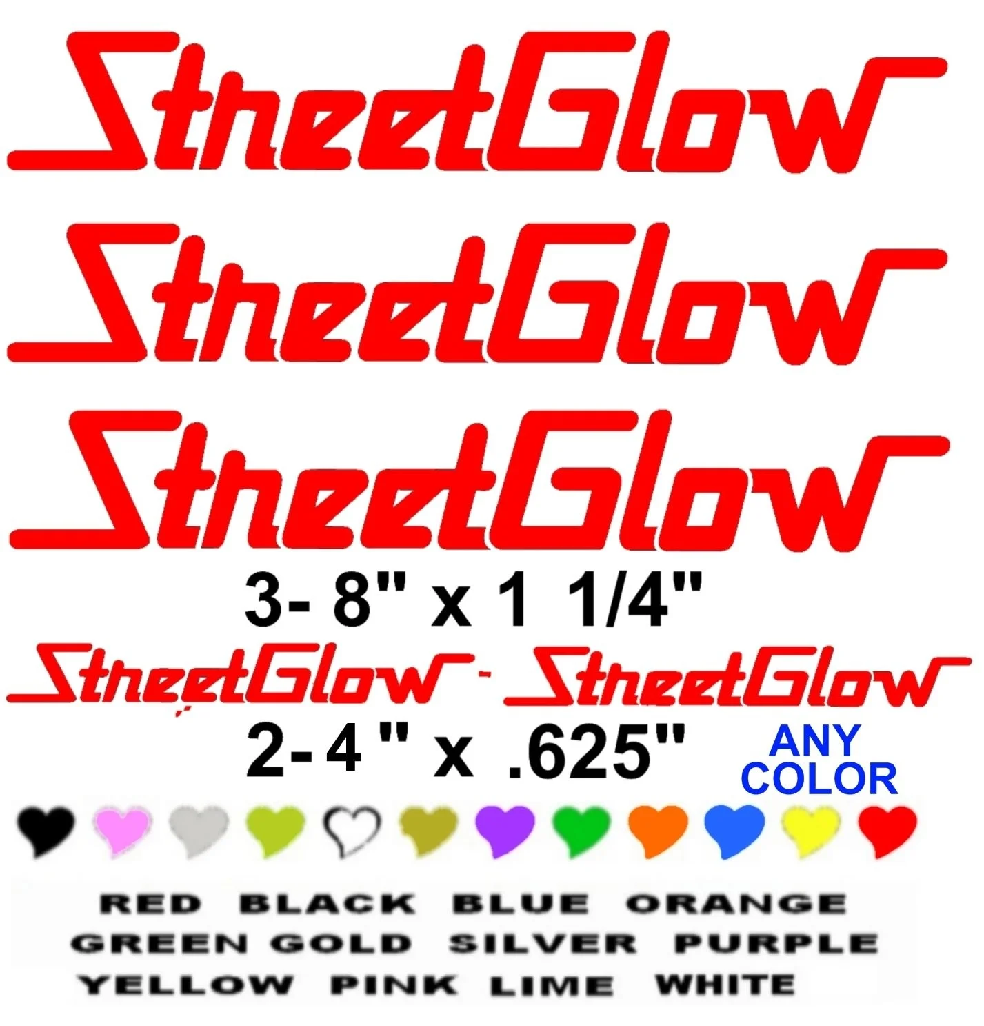 สำหรับ1ชุดสติกเกอร์ไวนิล streetglow decals (สีใดๆ) RACING