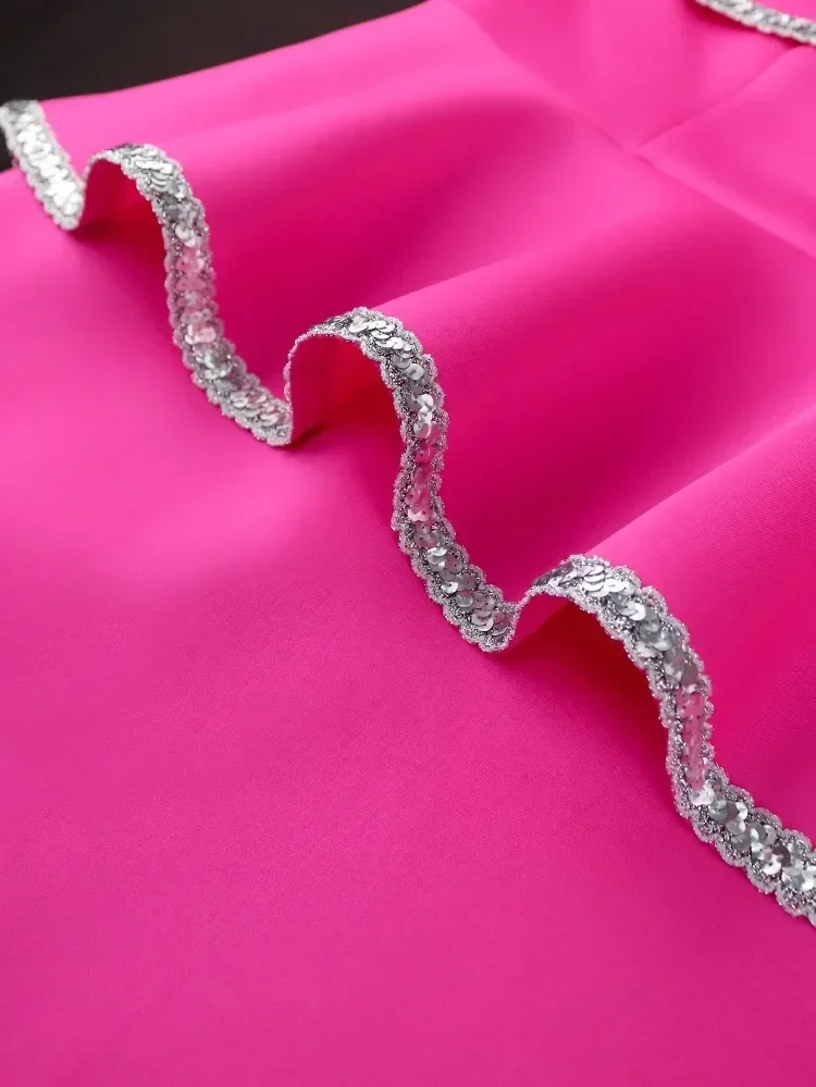 Partykleider für Frauen, glänzendes, schulterfreies Schößchenkleid mit Trägern, sexy Geburtstag, schlankes Midi-Cocktailkleid, Urlaub, Clubwear-Outfits