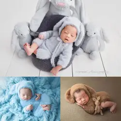 Traje con capucha de conejo para bebé, bonito disfraz de animal para fotografía de recién nacido, ropa de foto para niños y niñas de otoño e invierno