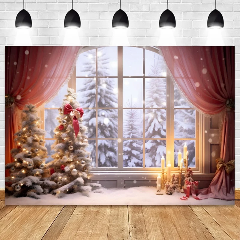 210X150Cm Kerst Achtergrond Doek Kerst Raam Kinderen Fotostudio Fotografie Achtergronden