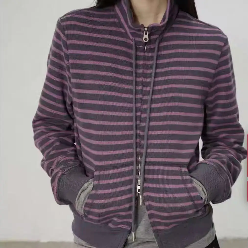 

Retro Striped Cardigan Casual Sweatshirt, 2025 New Autumn Jacket, Versatile Slim-Fit and Flattering Top
