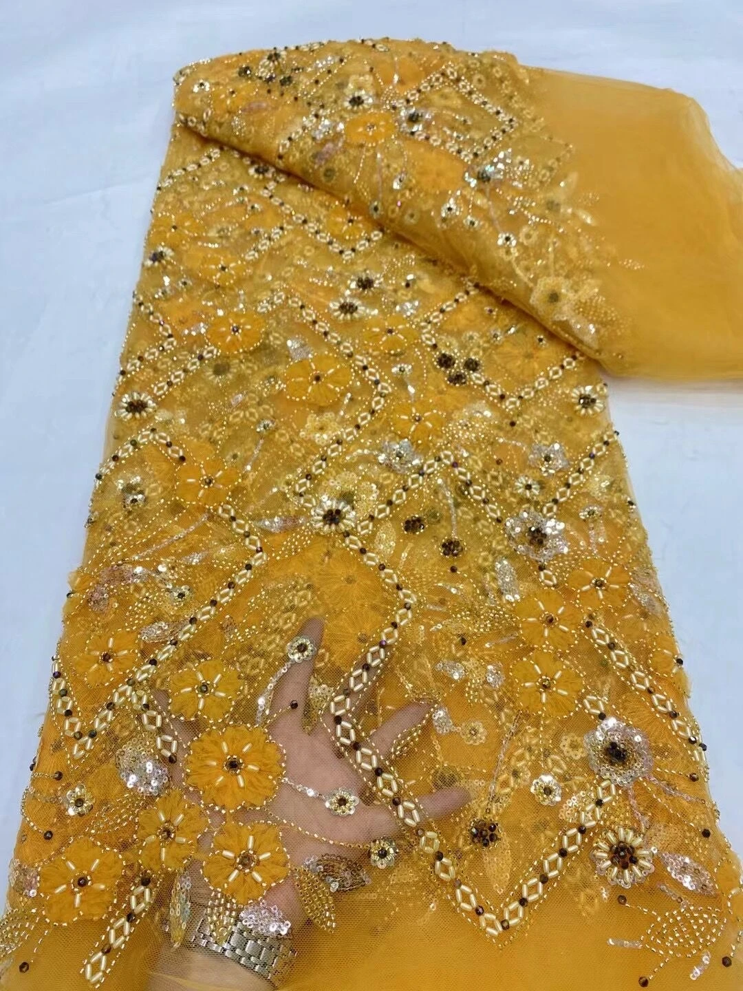 

Женская ткань, вышивка блестками, свадебное платье, украшенное бисером, высокое качество, 5 ярдов, 2024