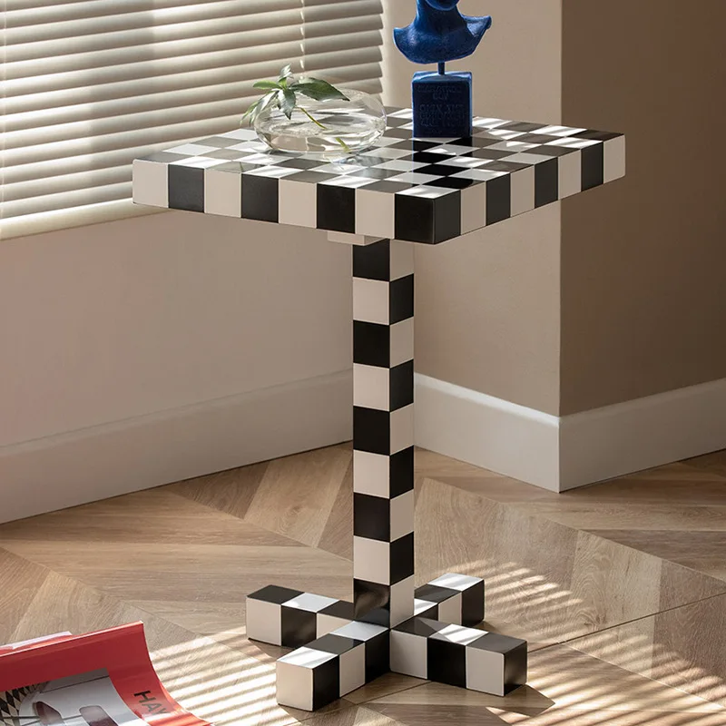 

French checkerboard small side few designer Internet celebrity ins wabi-sabi modern small square table