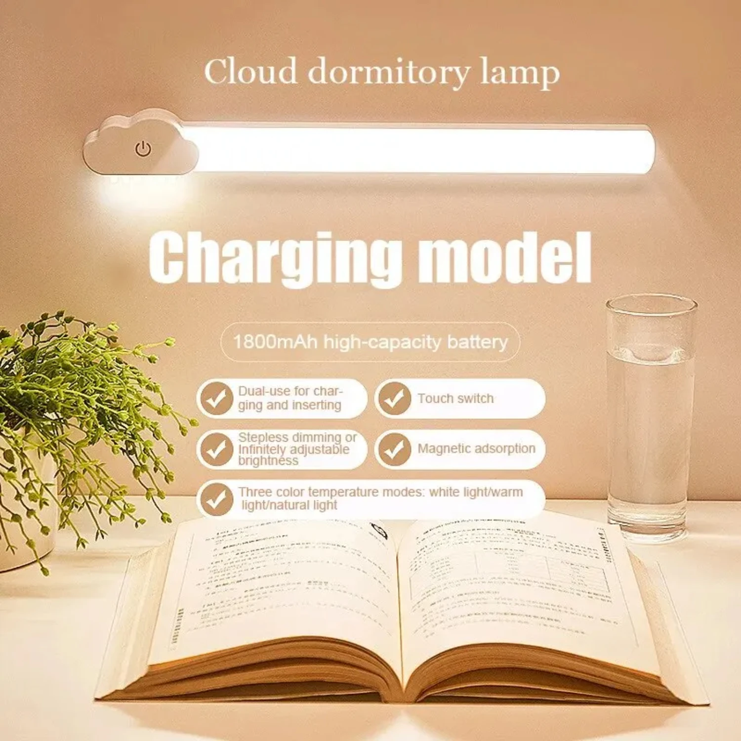 New LED Night Light Desk Lamp USB Rechargeable  Dimming Table Lamp Computer Study Office Reading Stand Light for Bedroom