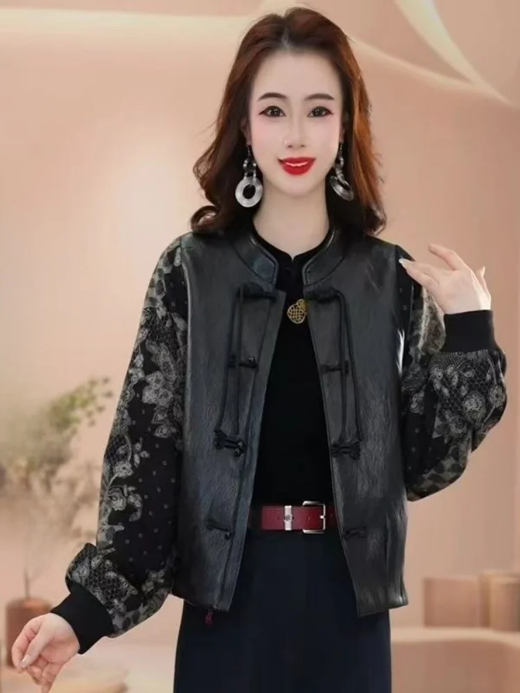 

Ladies Faion Slimming Jaet Long Sve Casual Mommy Sle Spring Autumn Outerwear Breathable Polyester Fiber Straight Hem