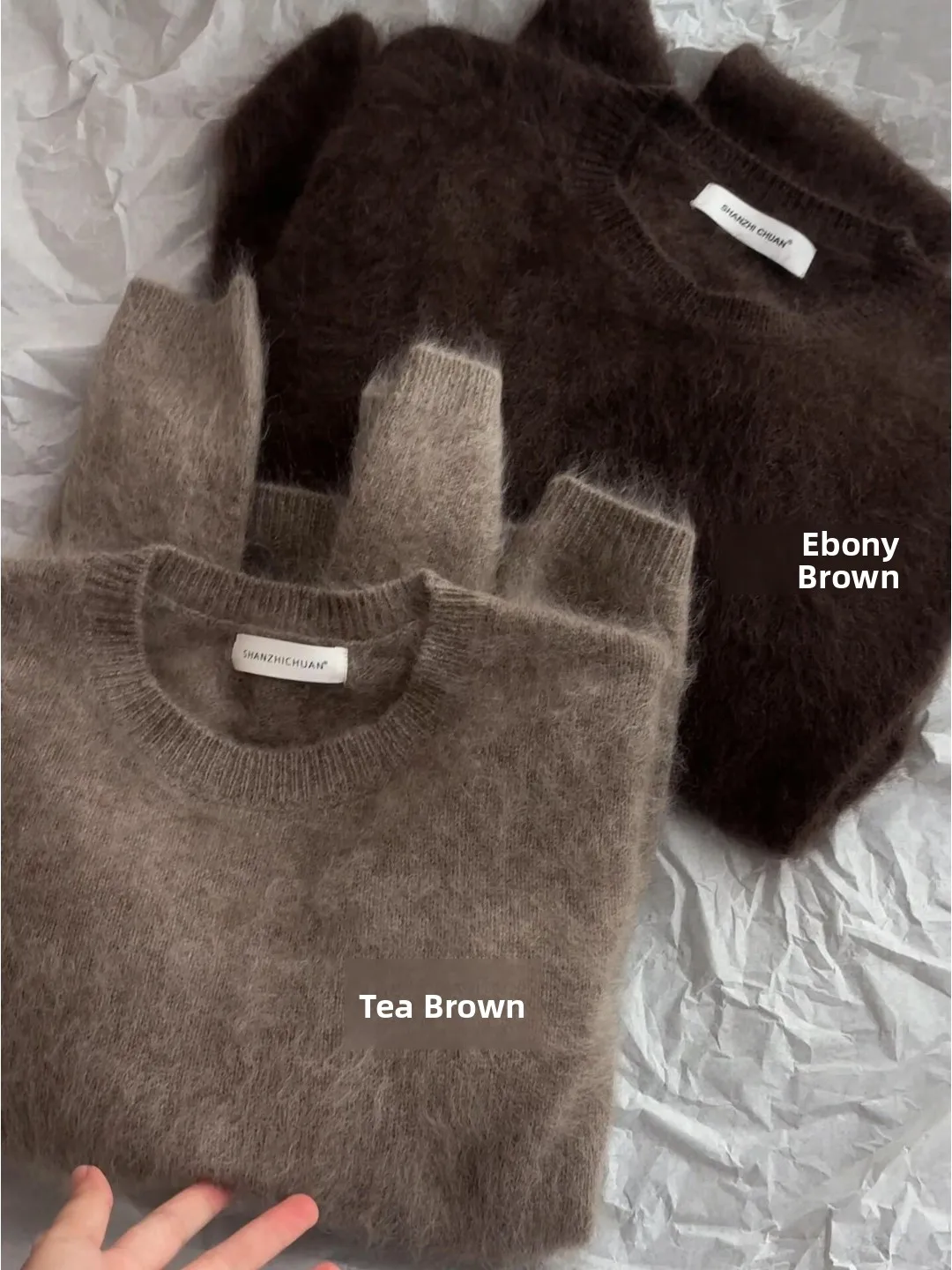 High-End Brown Cashmere round Neck Pullover Knitted Sweater Women's Autumn Winter Soft Fufu Outerwear Inner Match Knitted Top