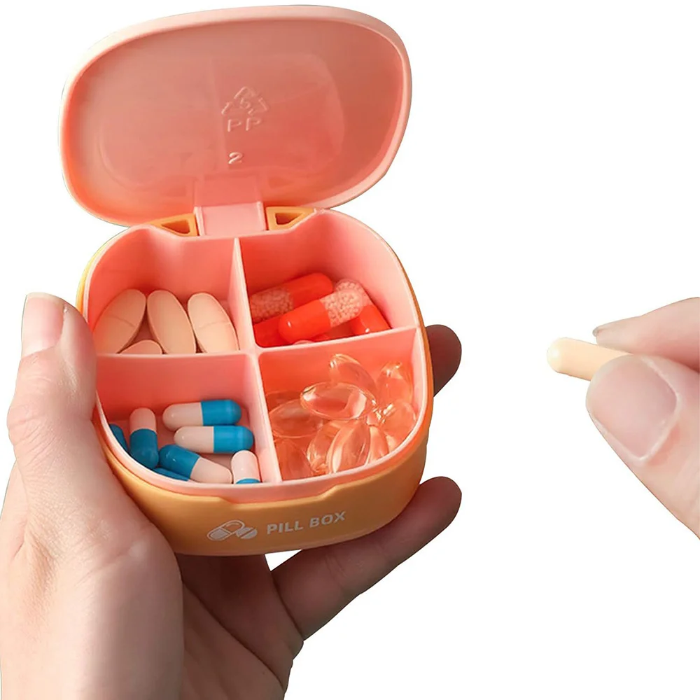صندوق حبوب دواء مربع محمول بأربعة شبكات فيتامين مختوم حقيبة تخزين حبوب السفر صندوق منظم للأدوية نمط رسالة الزنجبيل
