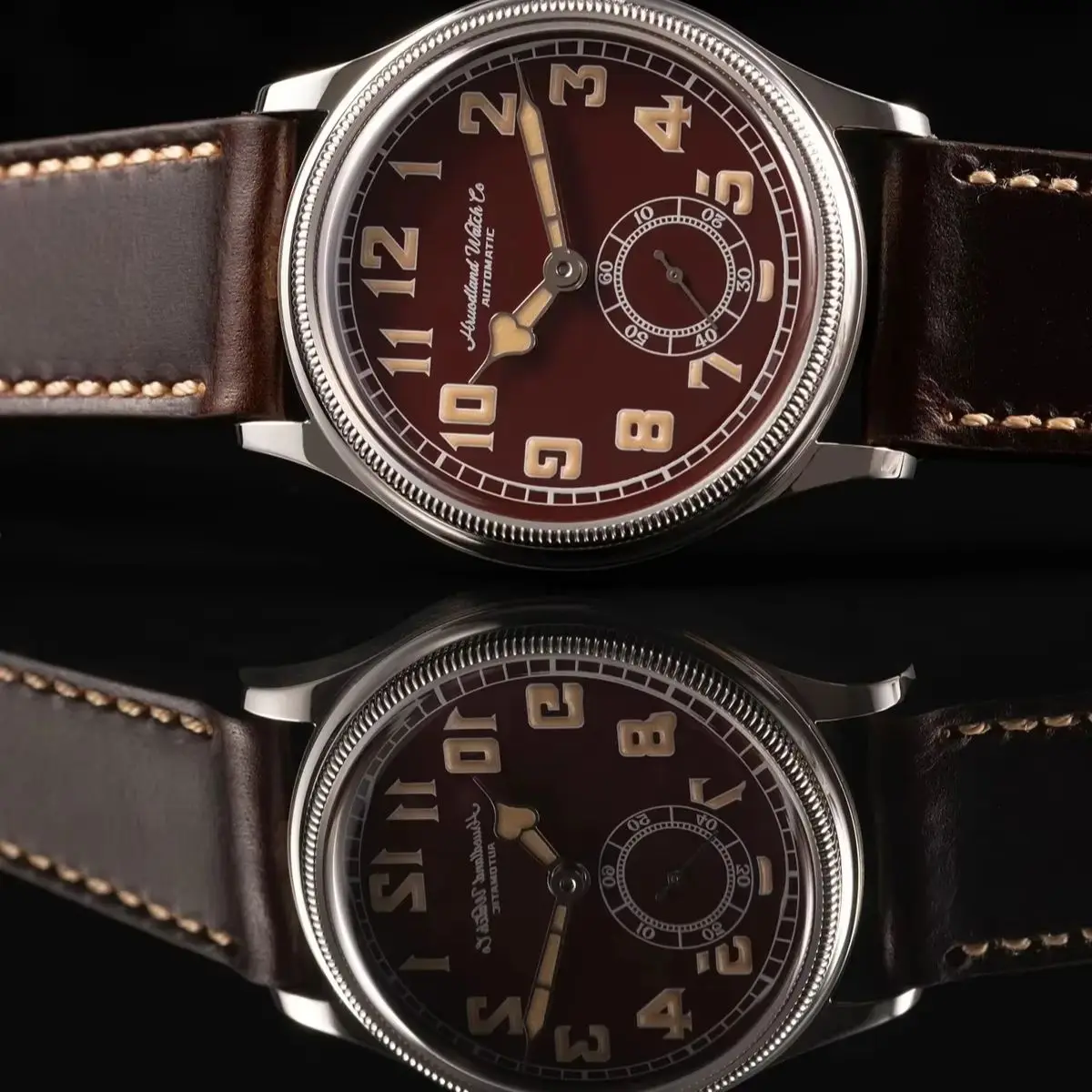 

Hruodland 2025 классические мужские автоматические механические часы F027 из нержавеющей стали коричневые кожаные наручные часы для дайвинга 5 бар reloj hombre