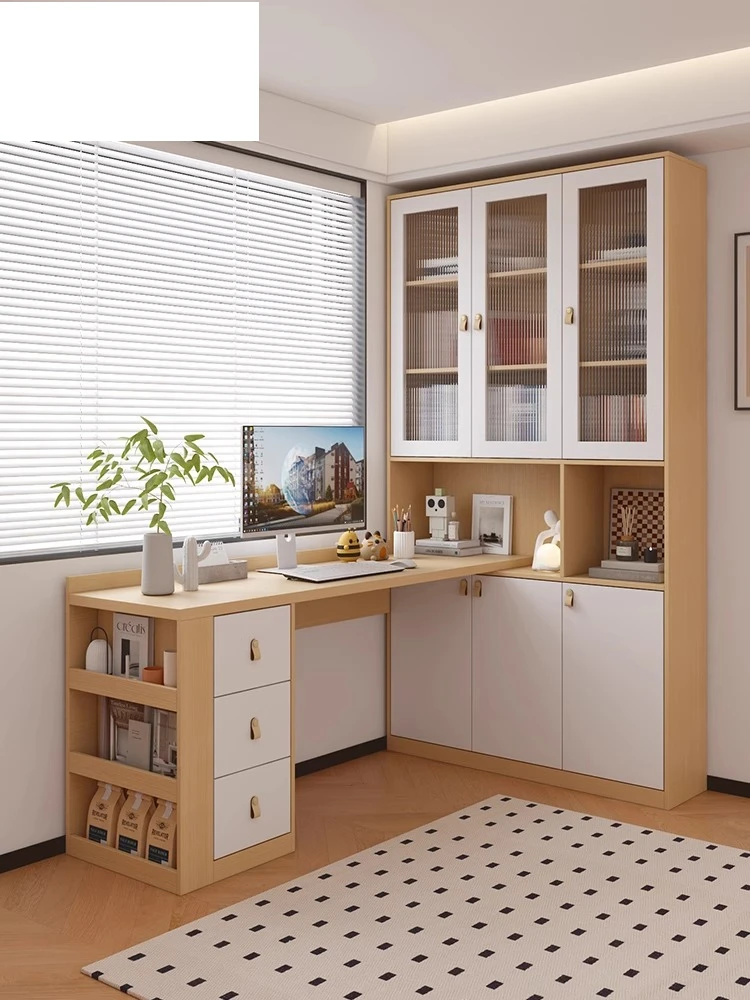 

Bedroom study writing table student study corner desk bookcase integrated