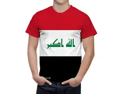 Retro IRAQ National Flag Coat of Arms Patriotic Men's Sport Full Print Short Sleeve Cool T Shirt Gift