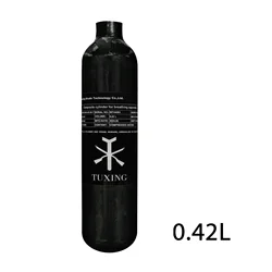 TUXING 300Bar 4500Psi 0.42L Carbon Fiber Cylinder High Pressure Diving Tank HPA Bottle for Mini Scuba Diving Thread M18*1.5