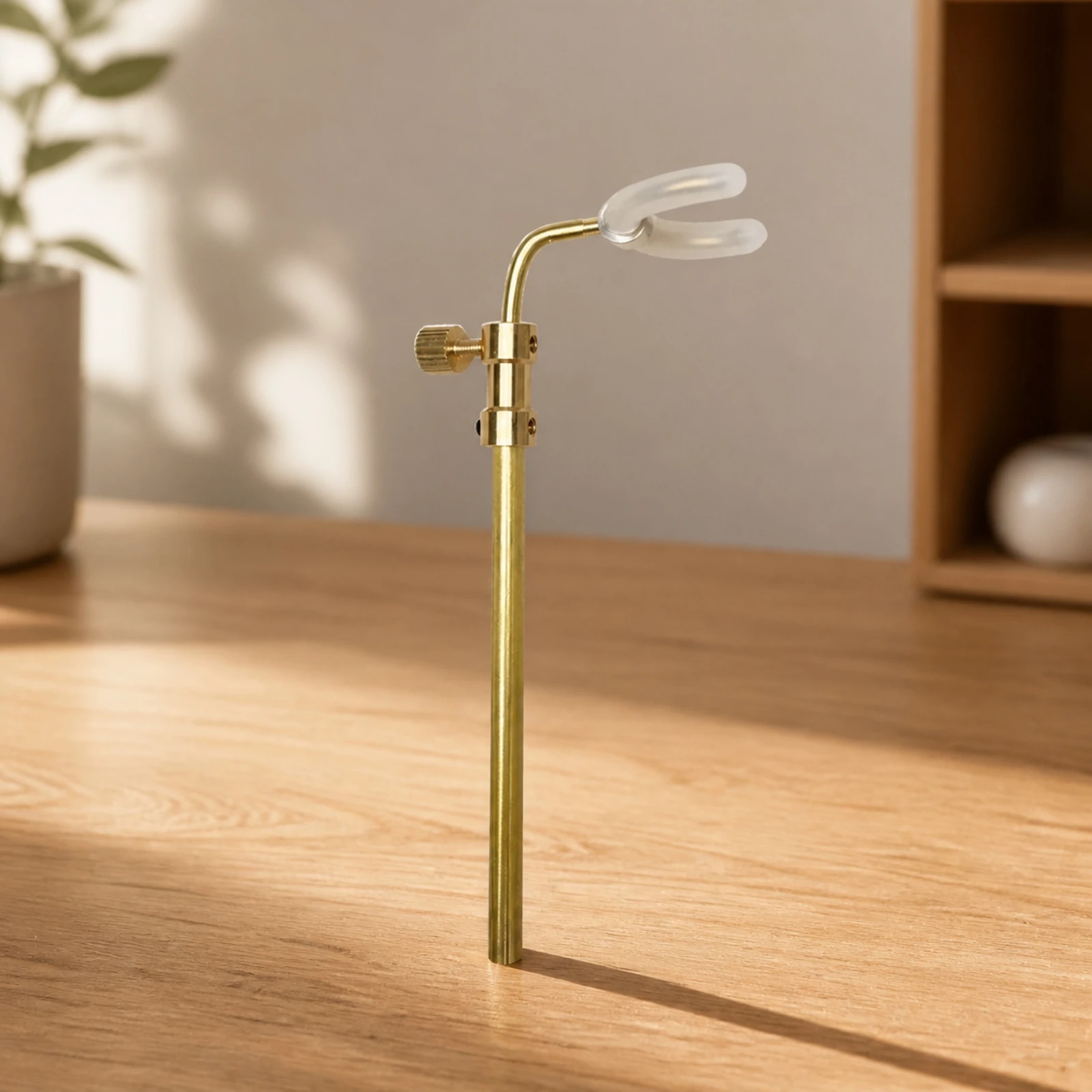 Desktop Figure Stand Space-Saving Wood Base Display Stand with Adjustable Clamp Tabletop Collectible Holder Long-Lasting