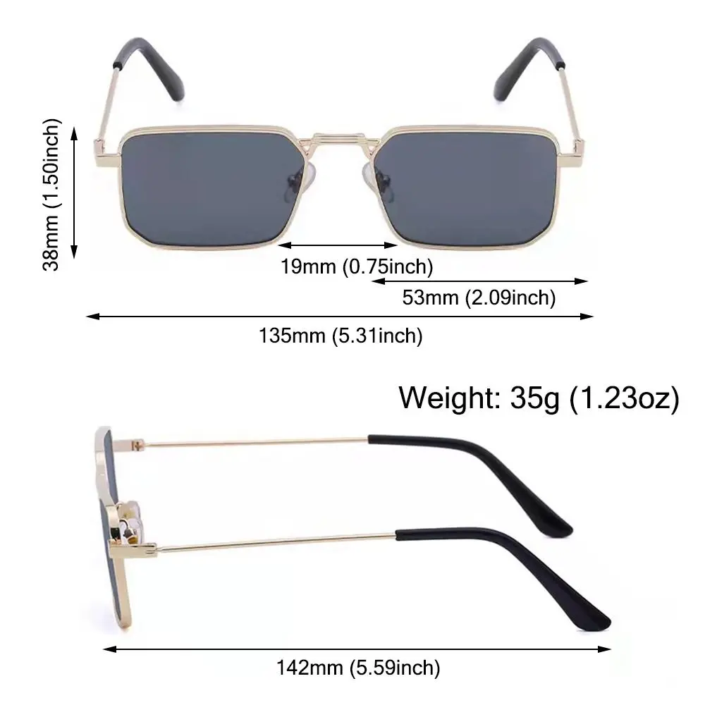 Gafas de sol rectangulares para hombre y mujer, lentes de sol con protección UV400, Color caramelo, marco de Metal, estilo Punk