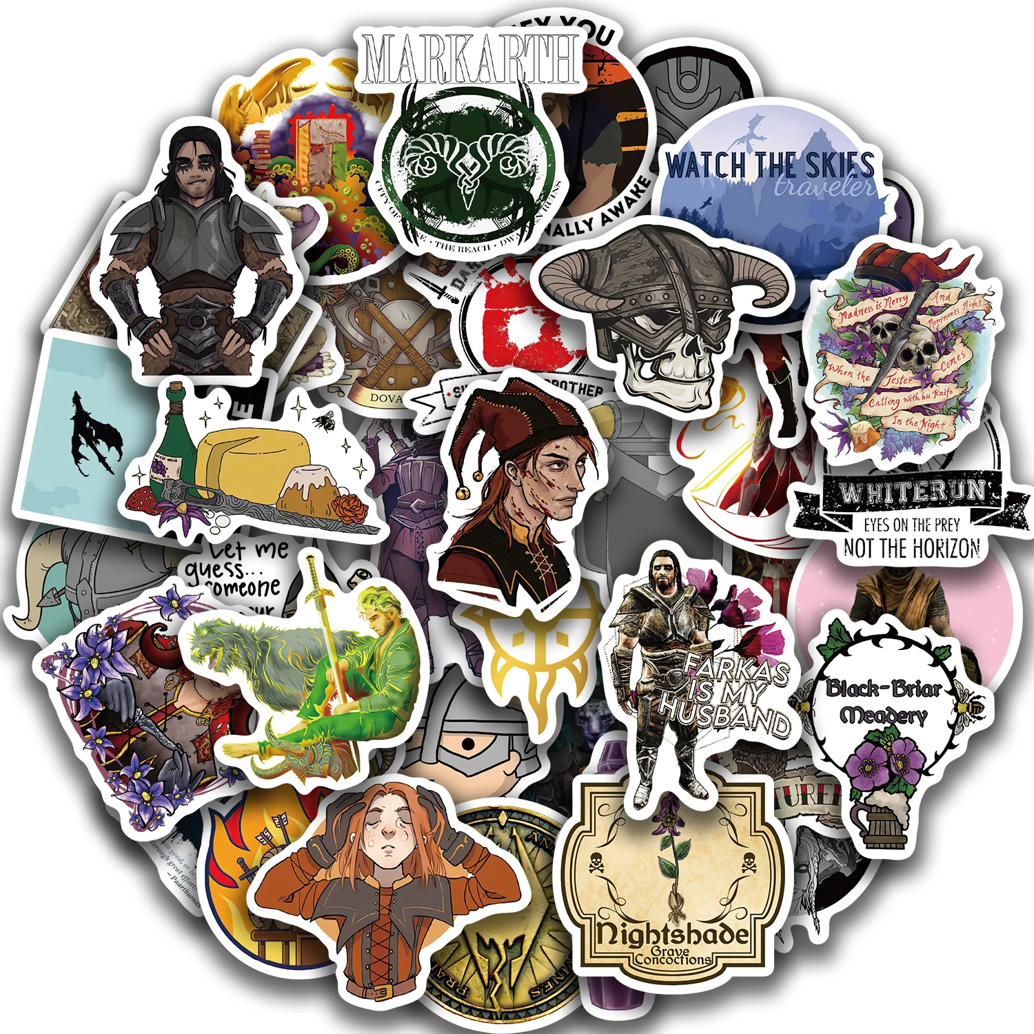 50pcs Funny Game Skyrim Vinyl Stickers Waterproof Kids Toy Decals sticker For Helmet Skateboard Scrapbook iPad Graffiti Cartoon