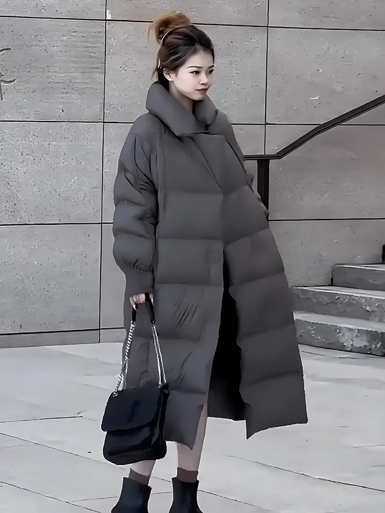 2024 invierno nuevo Faionable versátil Thiened Floing cuello grande blanco Du abajo Jaet mujer moda viaje Sle