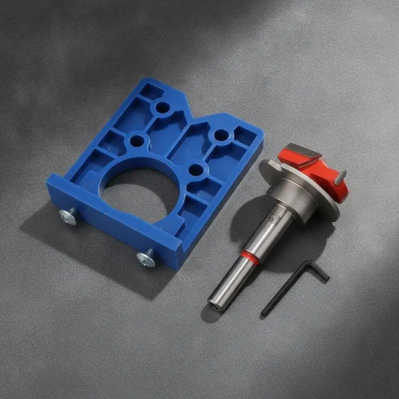 35mm Cabinet Door Hinge Drill Guide Jig Anti-slip Positioning Locator With Drill Bits for Home Woodworking Renovation Use