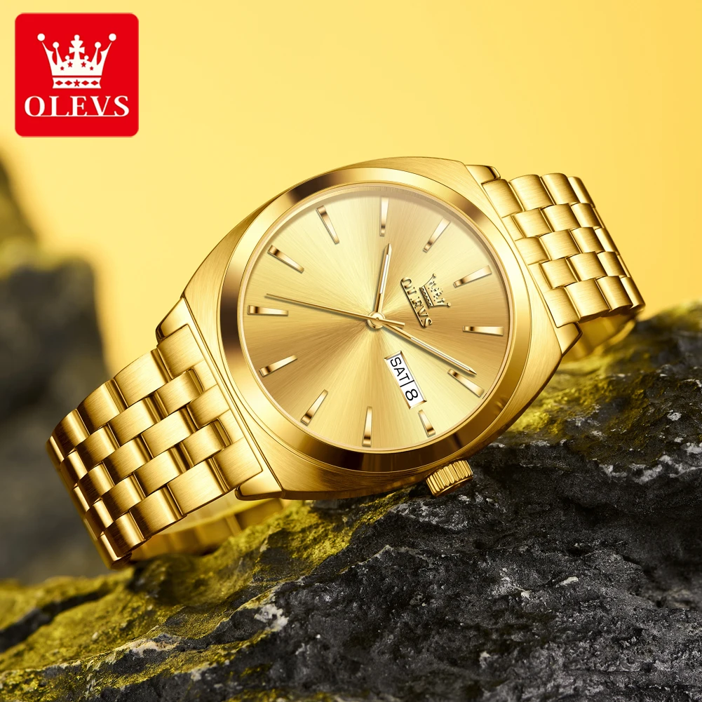 OLEVS 6730 Full Gold Stainless steel high-end Men's Watch Auto Date High Hardness Mirror Automatic Mechanical Hand Clock