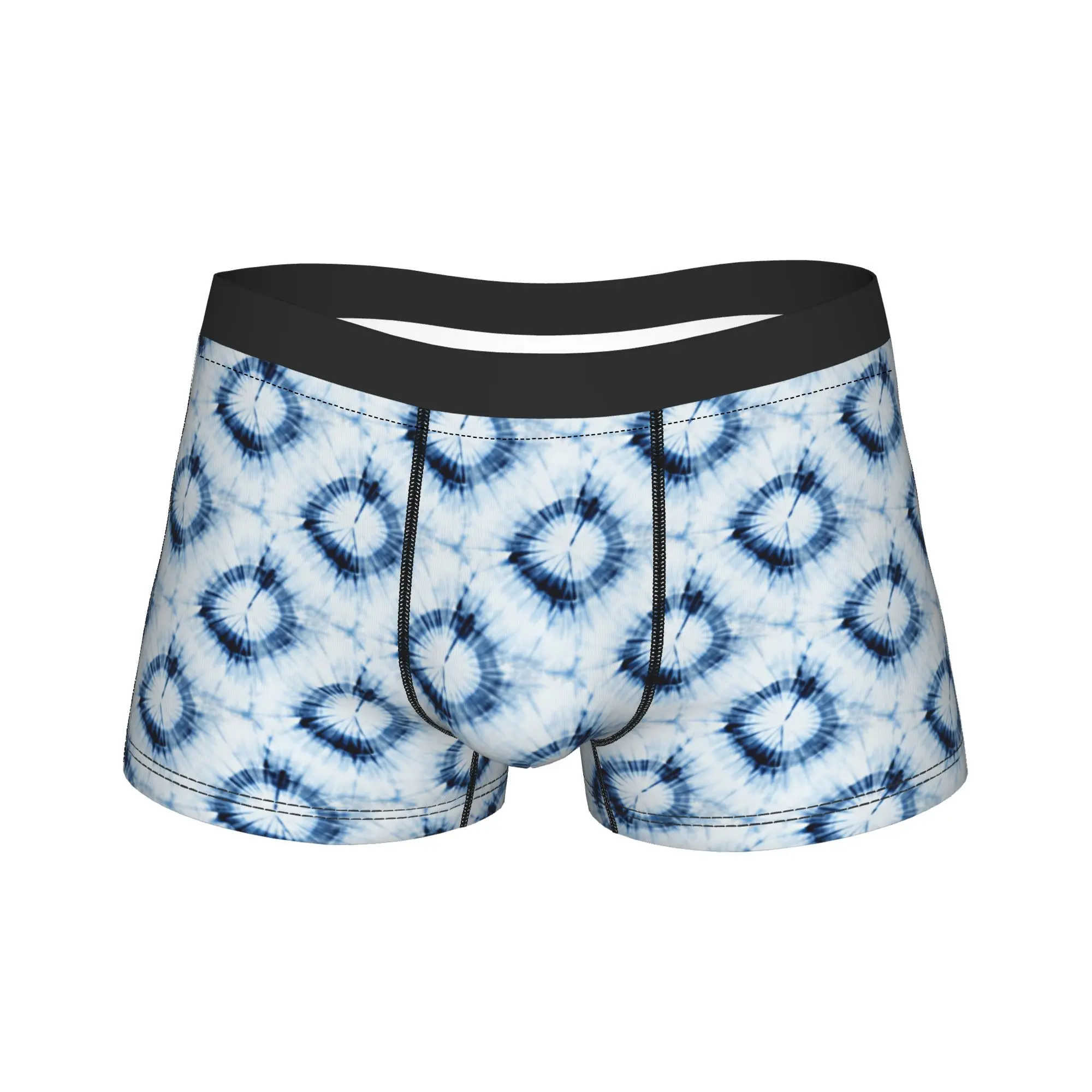 Seamless tie dye pattern of indigo color Underwear  Custom Boxershorts Hot Sale Male Underpants Funny Boxer Brief Birthday Gift