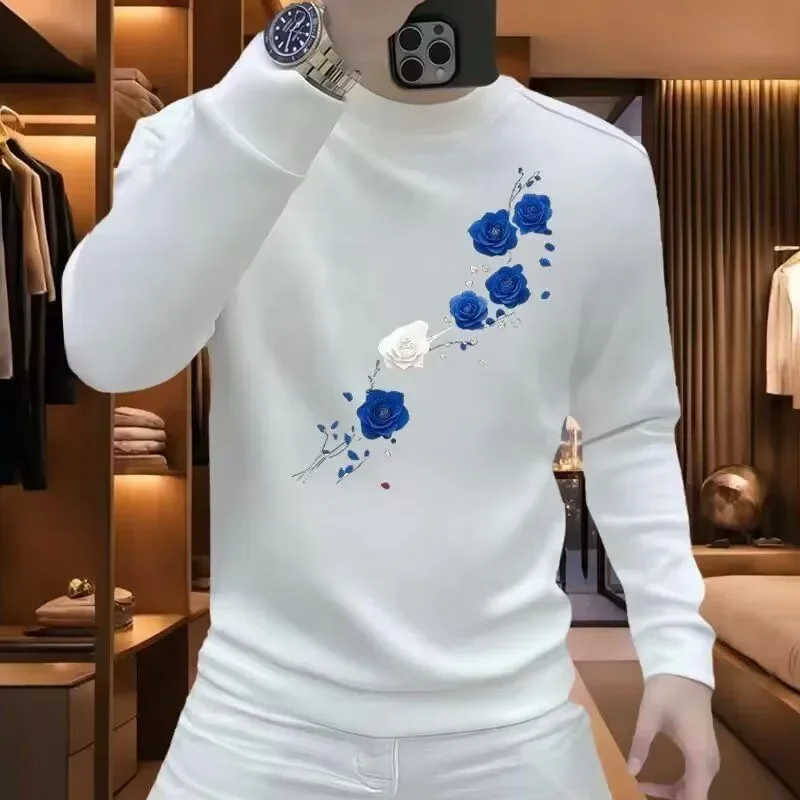 البلوز الرجال الشتاء الجديد جولة الرقبة العصرية قاع قميص طويل الأكمام عارضة أعلى هوديس