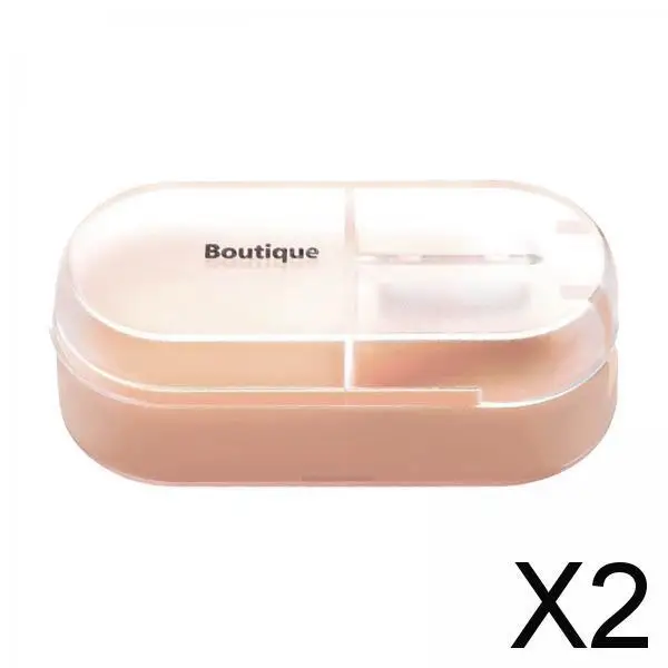 2X Medicine Storage Box with Pills Cutter for Home Dormitory Elders Kids Pink