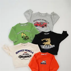 2024 Autumn New Children Long Sleeve Cartoon Print Sweatshirts Cotton Boys Girls Casual Pullover Kids Loose Versatile Tops