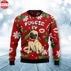 3D Christmas Theme Cute Pugs Printing Sweatshirts Merry Christmas Pull Dogs Graphic Ugly Christmas Sweater Mens New In Sweaters