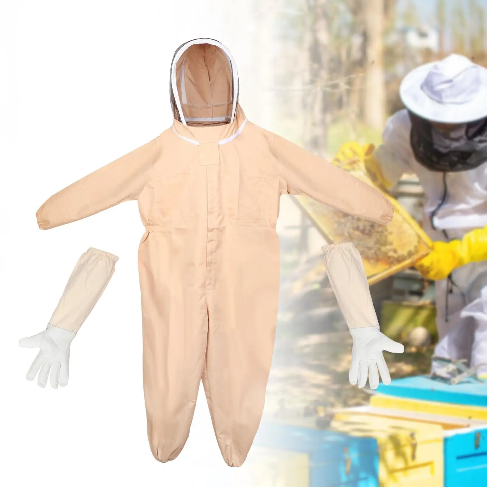 Full Body Beekeeping Suit with Gloves Bee Protective Clothing Researchers Bee Keeping Supplies Bee Keeper Outfit Beekeeper Suit