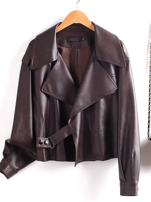   Ning Jaet in vera pelle da donna ort Sle 2025 Autunno High End New Faion Cappotto in pelle di grandi dimensioni vestibilità ampia