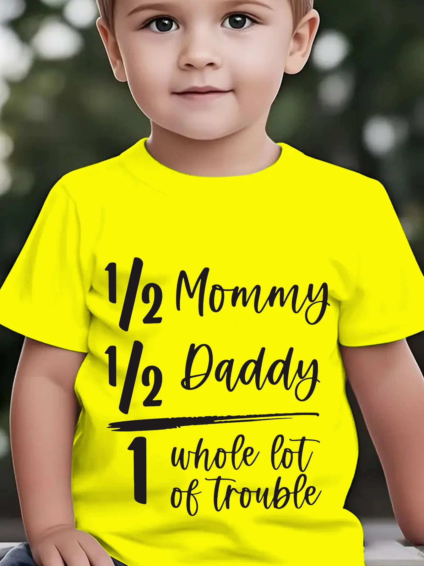 NY‑DX9816‑Boys‑Mother‑Father‑Day‑½‑Mommy‑½‑Daddy‑Funny‑Letter‑Print‑Crew‑Neck‑Short‑Sleeve‑Casual‑Kids‑T‑Shirt