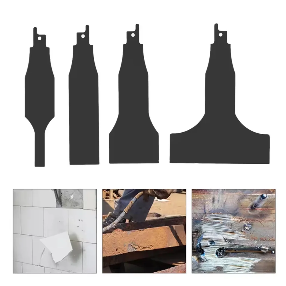 4pcs Heavy Duty Reciprocating Saw Blade Set Scraper Blade For Steel Tile Putty Removal Wall Ground Scraping