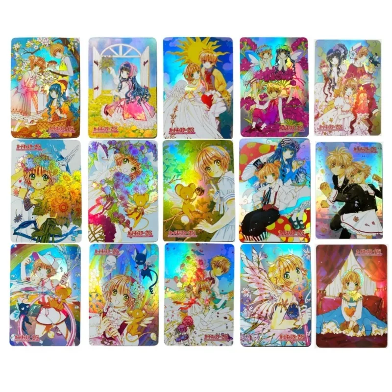 15pcs/set Cardcaptor Sakura Tomoyo KINOMOTO SAKURA Self Made Refraction Flash Card Anime Classics Game Collection Cards Toy Gift