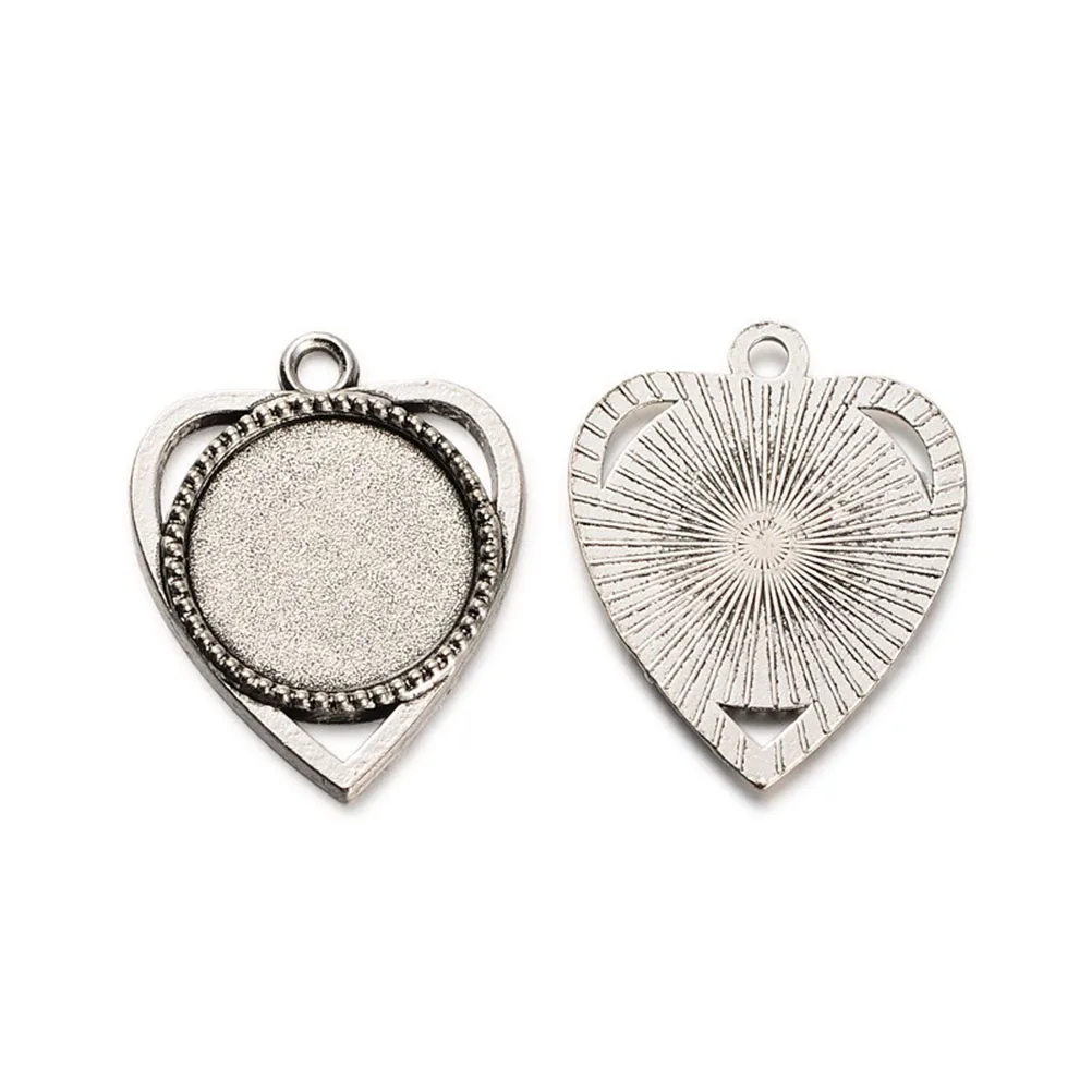 

10 set 18Mm Diy Retro Pendant Trays Jewelry Making Kits Bezel Glass Tiles Resin Cameo Photo Crafts Copper Plated Tray