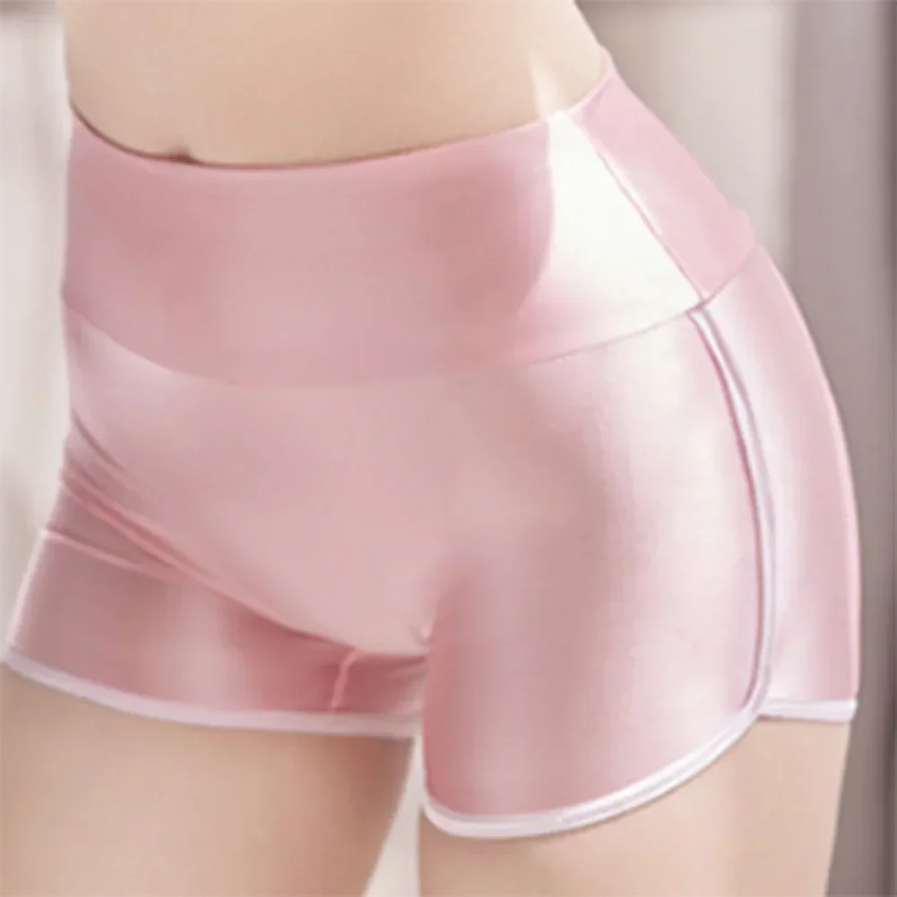 Women's Sexy Soft Breathable Seamless Oil Gloss Underwear Elastic Pants Smooth Boxing Shorts Solid Color Women's Boxing Shorts