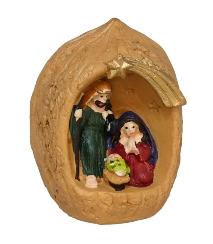 Tradineur Mini Resin Nut Nut Christmas Decoration Nativity Scene Nativity Scene Figure Table Top Decoration Shelving ho