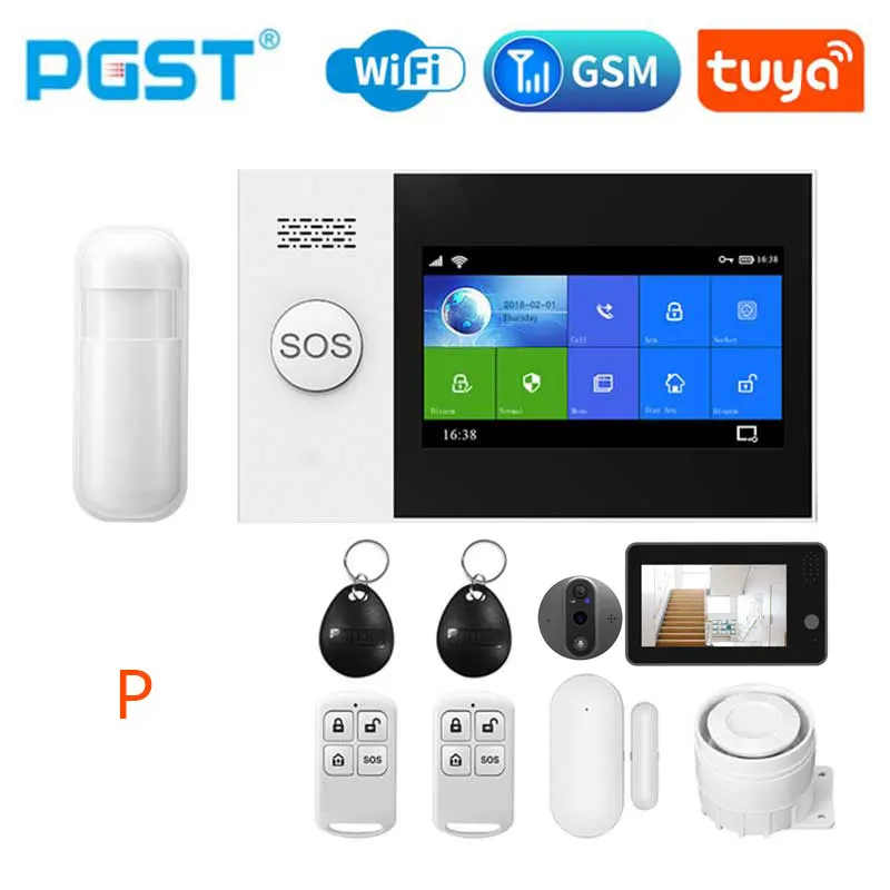 

PGST 2G PG107 4.3 inch Security Alarm Wifi GSM Alarm System for Home burglar Support Tuya APP Call/SMS Remote Control